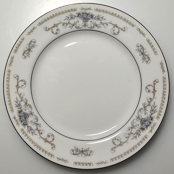 Diane by Fine China of Japan Blue Flower Scrolls - Bread & Butter Plate Set of 9 - Picture 7 of 10